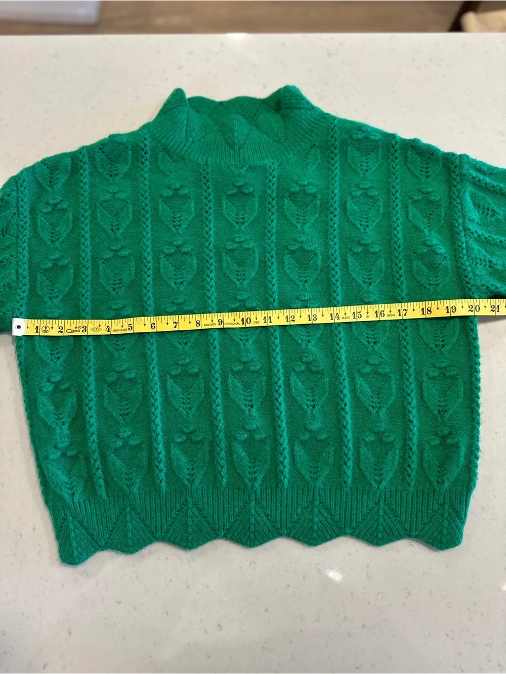 NWOT Cider Green Scalloped Pullover Sweater Size Small Knit Cotton Colorful